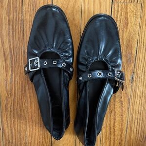Patent Leather Mango Mary Jane Buckle Flats - Size 39 (US 8)